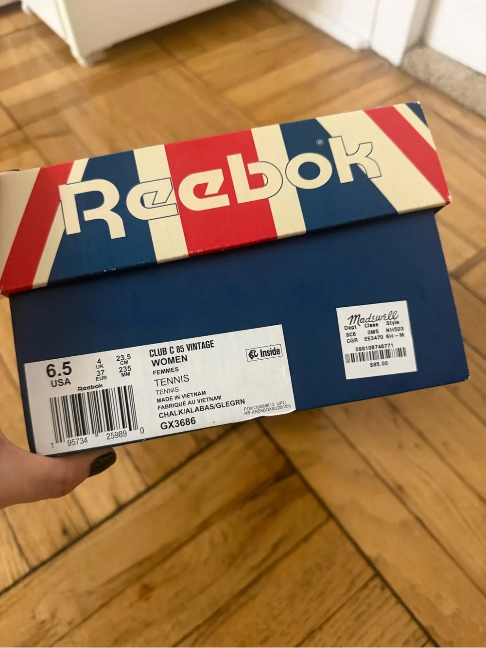 Reebok Off-White Leather Low-Top Sneakers with Green Logo